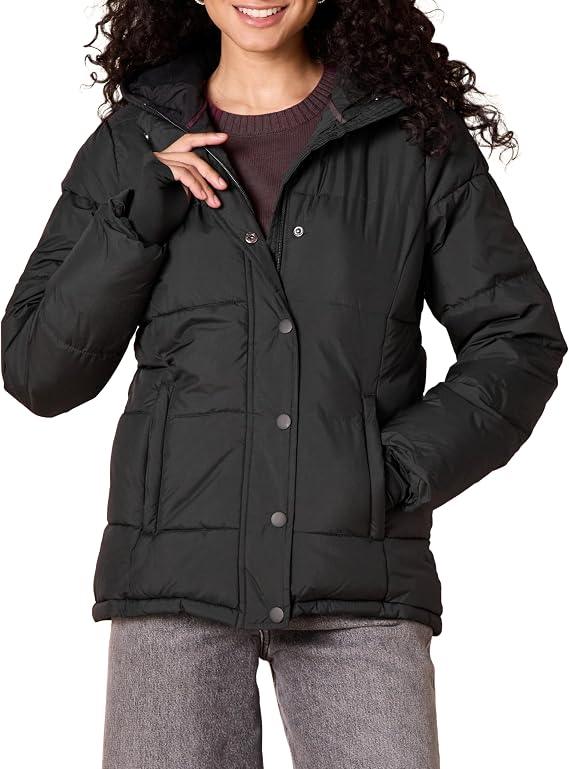 Amazon Essentials Women's Heavyweight Winter Jacket Quilted Hooded Puffer Coat (Available in Plus Size)