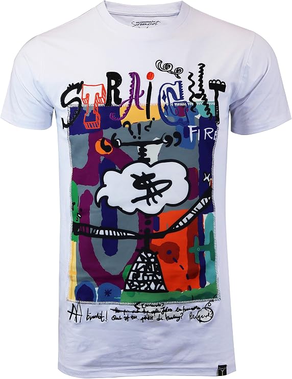 Screenshotbrand Mens Hipster Hip-Hop Urban Tees - NYC Street Fashion Longline Print T-Shirt