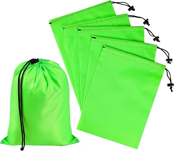 PALTERWEAR Drawstring Bag with Toggle - Nylon Cinch and Ditty Pouch Six-Pack (Green, 8 x 11 Inch, Set of 6)