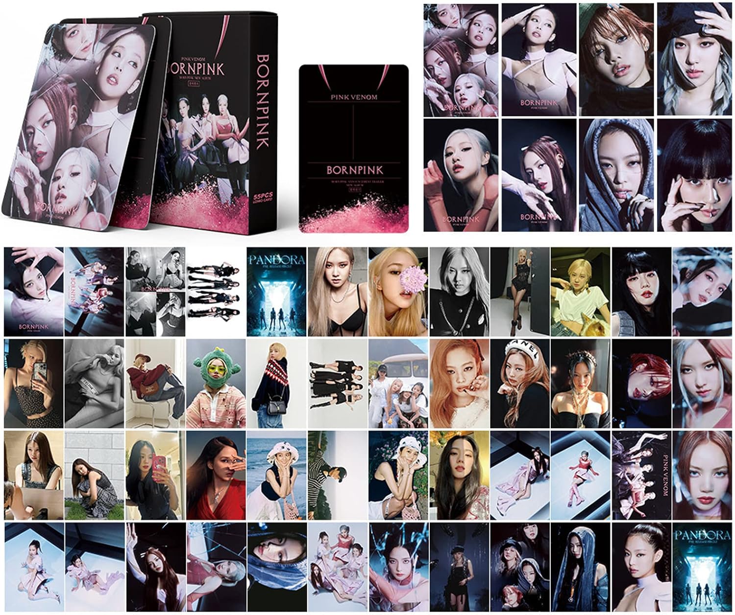 55 pcs Blackpink Postcard BLACKPINK Fan Gift Box Fan Gift Box Blackpink Postcard Gift Box JISOO New Album Star Card Set Blackpink Team Member Life Postcard Card Set Gift for Fans