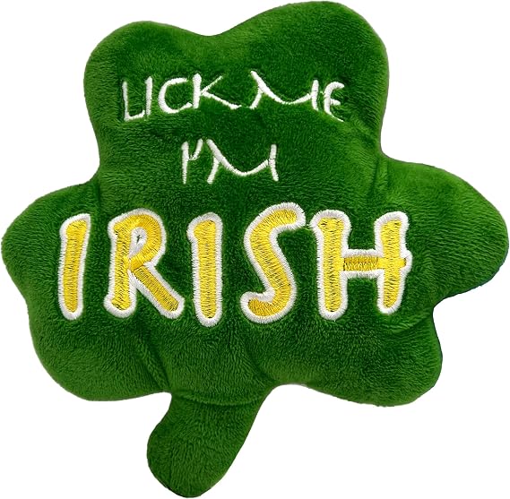 Huxley & Kent Power Plush Squeaky Dog Toy, Lick Me Shamrock