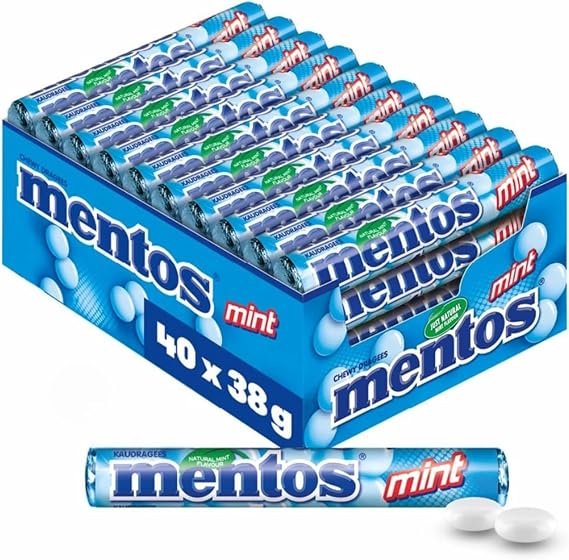 Mentos Mint Chewy Dragees 38 g (Pack of 40)