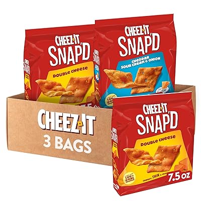 Cheez-It Snapd, Cheese Crackers Chips, Thin Crisps, Lunch Snacks, Variety Pack, 22.5oz Box 3 Bags