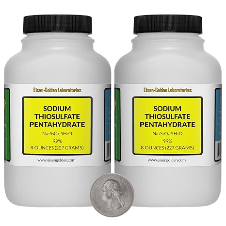 Sodium Thiosulfate Pentahydrate [Na2S3O3.5H2O] 99% AR Grade Powder 1 Lb in Two Bottles