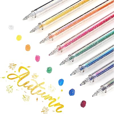 SMOOTHERPRO Glitter Gel Pens, 8 Colors Glitter Colored Pens, 1.0mm Metallic Sparkle Colorful Pens for Coloring Calligraphy Cards Journal Drawing ScrapbookSC623-8