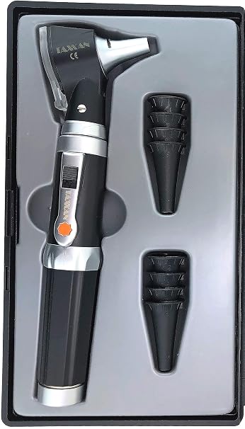 LED Pocket Fiber Optic Otoscope Set ENT Diagnostic Set with Adult, Child, Infant Specula Tips