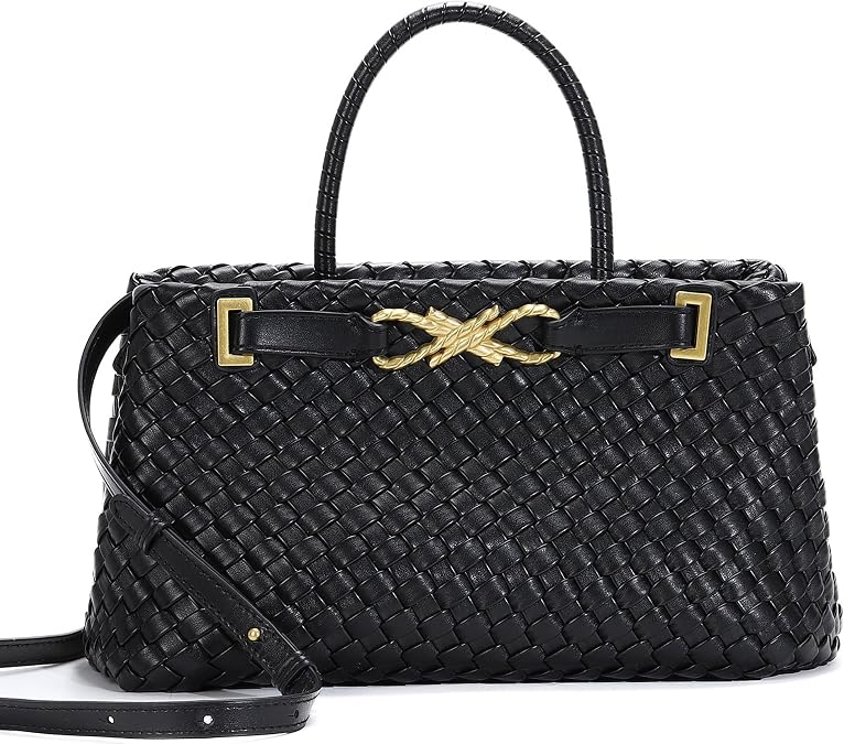 Small Woven Tote Bag for Women Vegan Leather Shoulder Woven Crossbody Bag