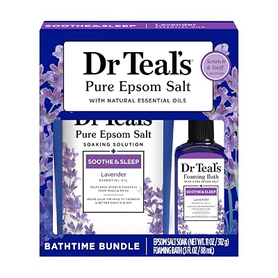 Dr Teals Lavender Essential Oil Epsom Salt and Foaming Bath Sampler Set, 2 Piece