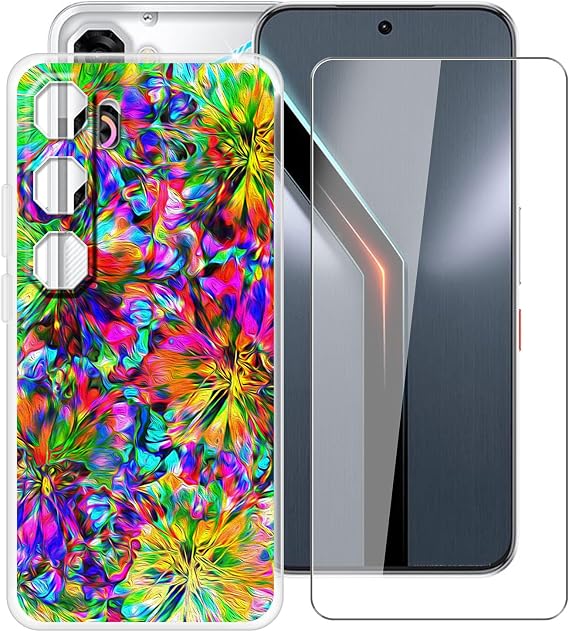 for Nubia Neo 5 GT Case with 1 x Tempered Glass Screen Protector, Soft TPU Shockproof X Anti-Scratch Ultra Thin Clear Phone Cover for Nubia Neo 5 GT (6.80") - XT117