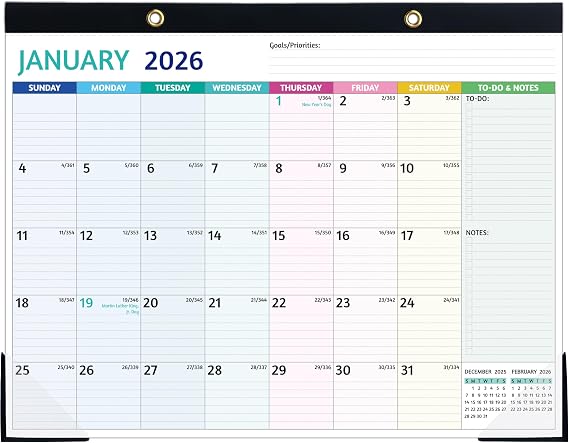 2026 Desk Calendar Large Desk Calendar 2026 Large, 22'' x 17'', Jan 2026 - Dec 2026, 2026 Desk/Wall Calendar with Desk Pad, To-do Lists, Ruled Blocks, Corner Protectors