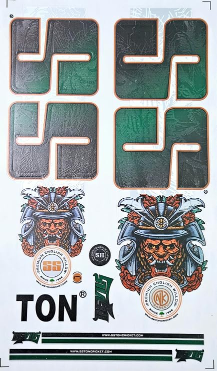 AYN Cricket Bat Sticker 4D Digital Embossed English Willow Fiber Tape Sports Accessories Protection, Devil Green