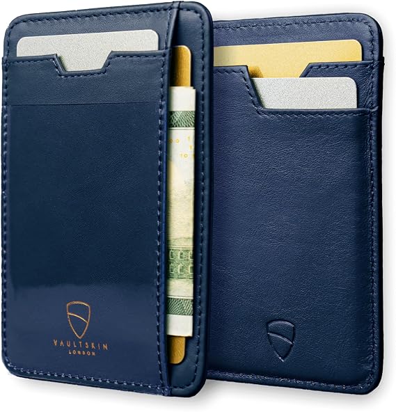Vaultskin Brixton Slim Card Holder with ID Window - Minimalist Front Pocket Leather Wallet with RFID Protection for Men and Women