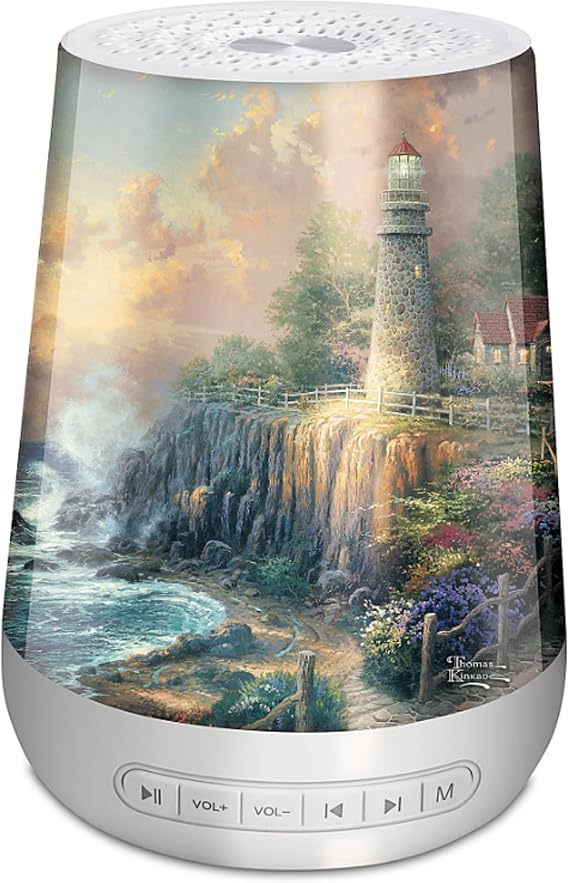The Bradford Exchange Thomas Kinkade Lighthouse Sleep Sound Machine, 24 Sounds, 6 Light Colors, USB Rechargeable