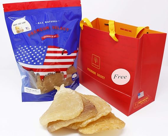 Fish Maw,Herring glue,Rich in Collagen Skin Dried Seafood Fish Maw Roll Natural Sun Dried From South America , 1~2pcs #L 8OZ=227g