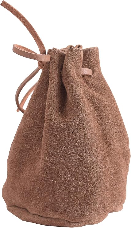 Battle-Merchant Large Brown Suede Leather Dice Bag & Coin Pouch Medieval Viking LARP Reenactment, DnD Dice Holder