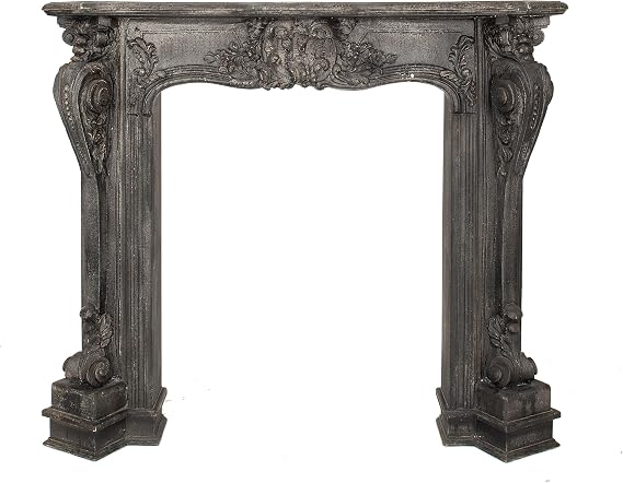Creative Co-Op Ornate Decorative Fireplace Mantel, Distressed Black