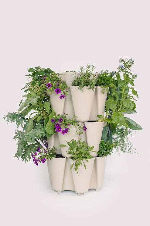 Greenstalk 3 Tier Original Vertical Planter in Stunning Stone (Evergreen)