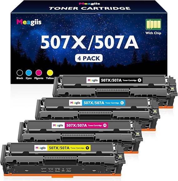 507X 507A Toner Cartridge 4-Pack, Repalcement for HP 507X 507A High Yield | CE400X CE401A CE402A CE403A for HP LaserJet Enterprise 500 Color M551 M551dn M551n M575 M575dn M570 M570dn M570dw Printer Ink