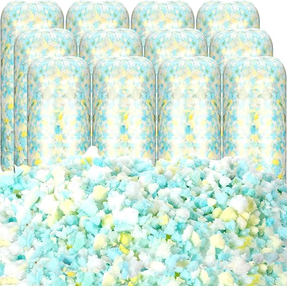 Frienda 12 Pack 60 Lbs Bean Bag Filler Bulk Shredded Memory Foam Filling Beanbag Chair Stuffing Soft Pillow Stuffing Foam for Dog Bed Couch Cushion Replacement Refill Christmas Artwork Gift