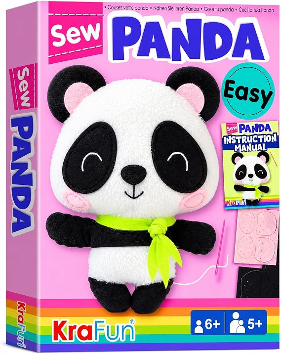 KRAFUN Panda Sewing Craft Kit for Kids Ages 7-12