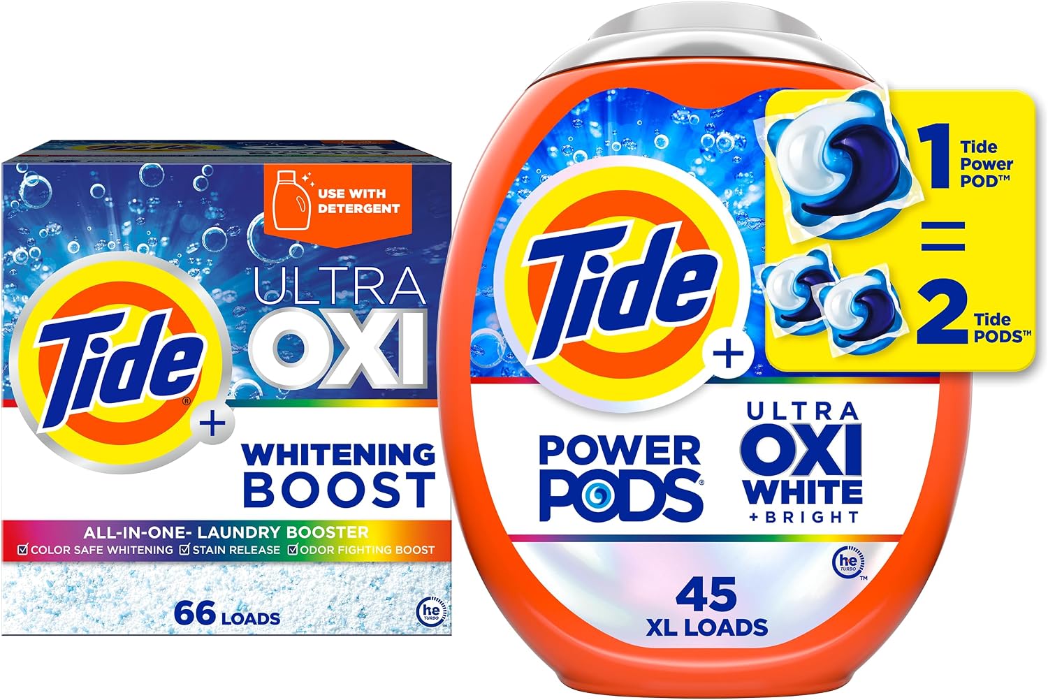 Tide Advanced Whitening Bundle: Tide Power PODs Plus Ultra OXI White and Bright Laundry Detergent  Tide Ultra Oxi Whitening Boost