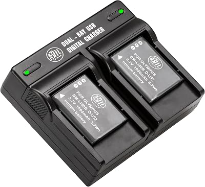 BM Premium 2 Pack of D-LI92 Batteries and Dual Bay Charger for Pentax Optio P80, I-10, RZ10, RZ18, Ricoh WG-1, WG-2, WG-3, WG-4, WG-5, WG-20, WG-30, WG-50, WG-60, WG-70, WG-80, WG-90 Digital Cameras