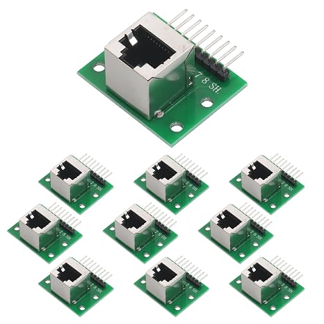 10Pcs RJ45 Right Angle PCB Adapter 8Pin Vertical Ethernet Socket