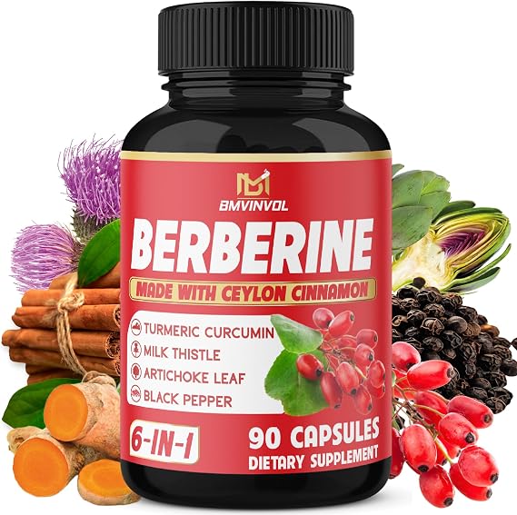 Berberine, Ceylon Cinnamon, Turmeric, Milk Thistle, Artichoke, Black Pepper - 90 Capsules [3-Month Supply]