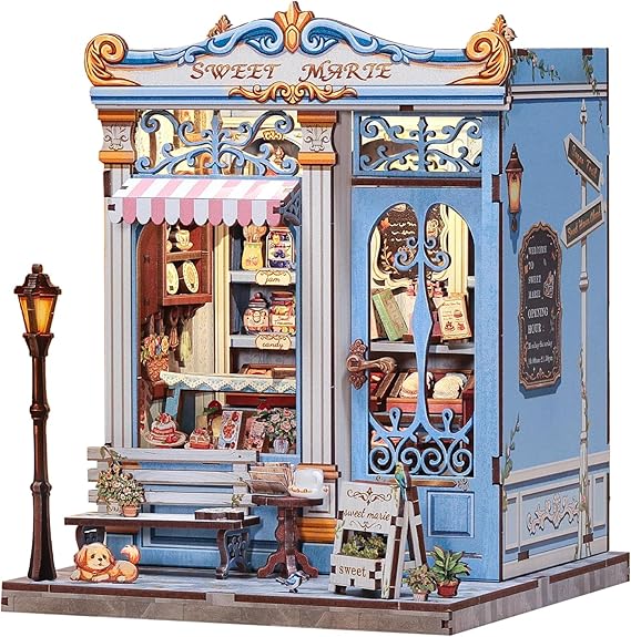 Fsolis Book Nook Kits for Adults, 3D Wooden Puzzles Book Nook Kit, Diy Miniature House Kits for Adults, Bookshelf Decor Gifts (Sweet Marie)