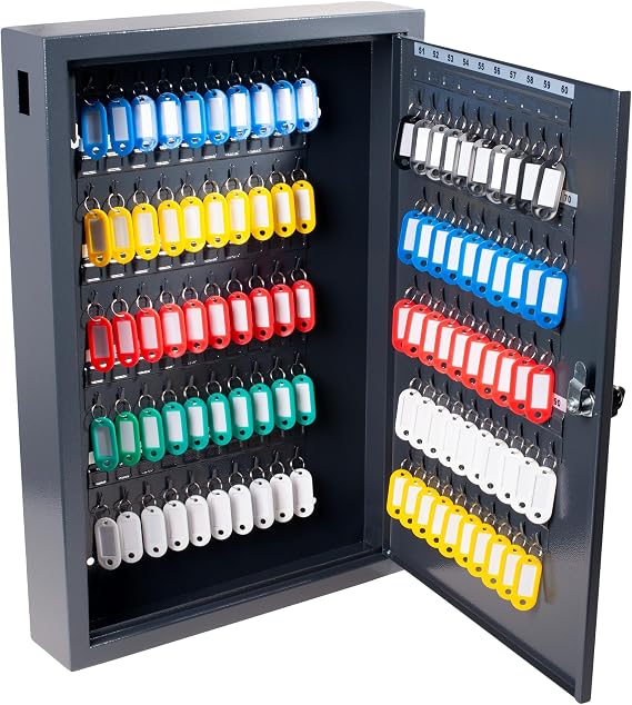 Pavo Deluxe Key Cabinet for 100 Keys, Dark Grey, 8 x 38 x 55 cm