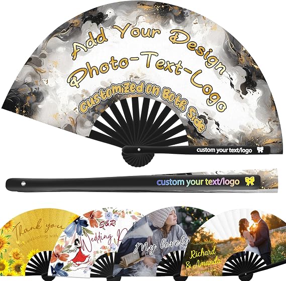 Personalized Fan Custom Photo Handheld Fans Customized Clack Fan for Line Dancing Wedding Saloon Cosplay Party Props Foldable Decorative Folding Fans Creative Gift for Friends 10 "/13 "