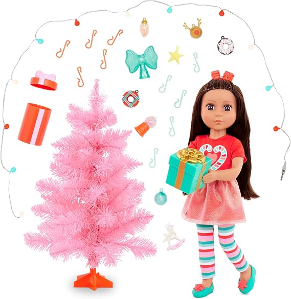 Glitter Girls 14-Inch Doll Playset, Eve Holiday Tree Set, Brown Hair, Dolls