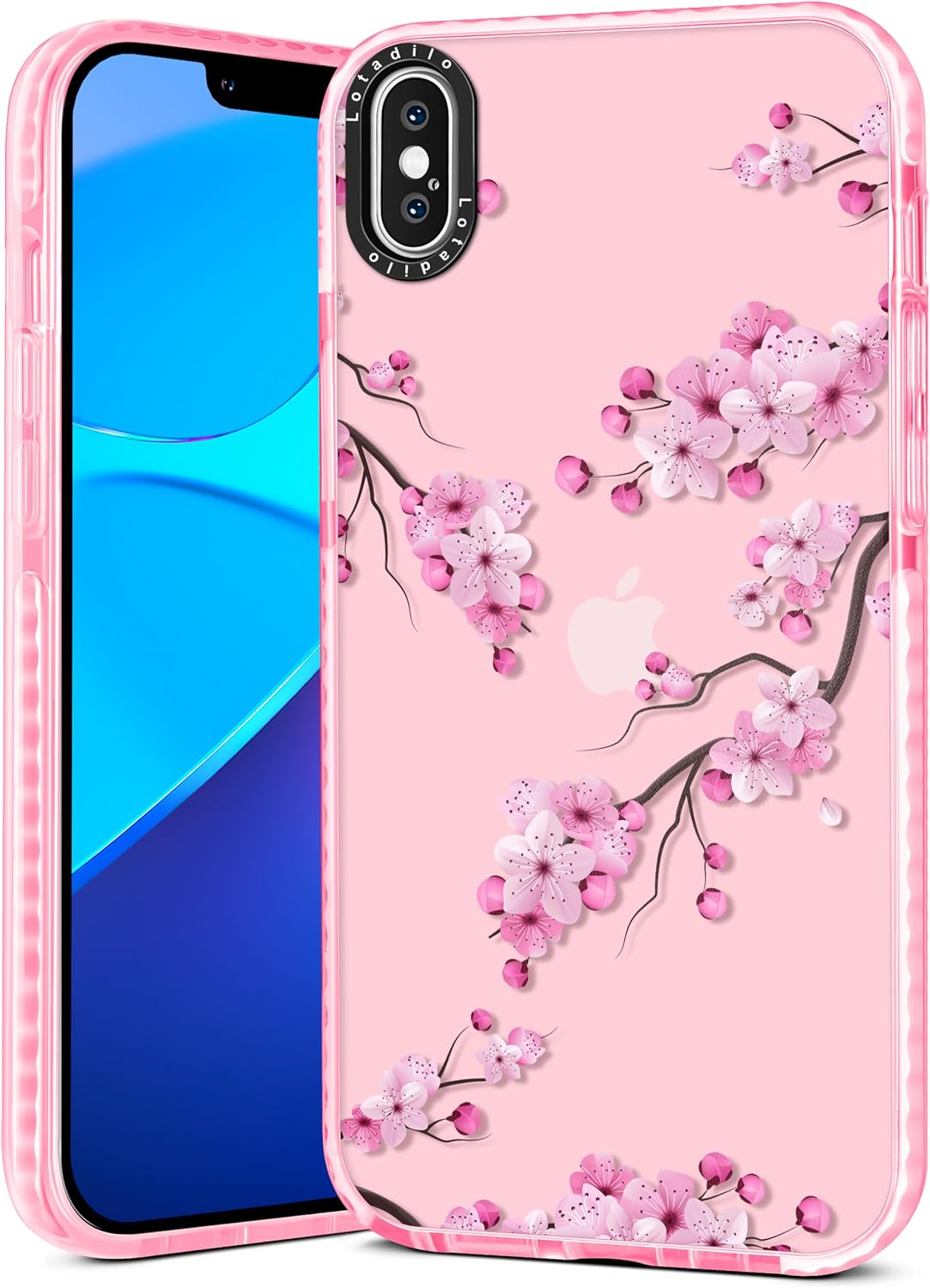 Cute Case for iPhone XXs - for Women Girls Kawaii Funny Design Fun Aesthetic Peach Blossom Fashion Girly for Teens Pattern TPU Bumper Phone Covers for iPhone XXs Phone Case