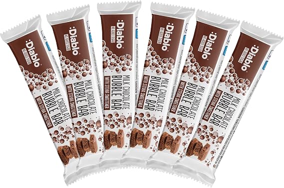 Diablo Milk Chocolate Aero Bubbles Bar - No Added Sugar, Gluten Free, Sweetened with Stevia Chocolate Bar Hamper Basket Available - Perfect for Gifting Candy Bars - 30g