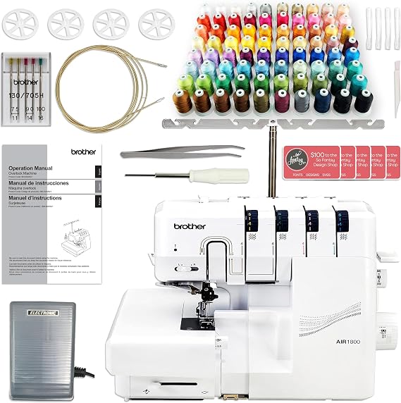 Brother Air1800 Air Serger with Jet-Air Threading Bundle and 80 Spool Thread Kit