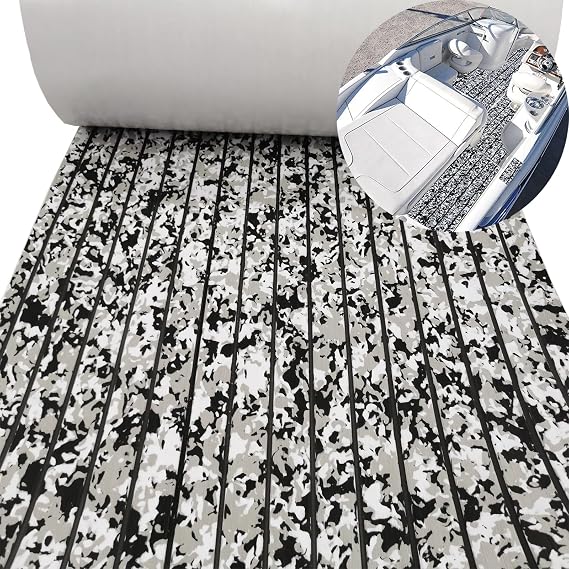 Boat Flooring EVA Foam Boat Floor Decking Sheet Self-Adhesive Non-Slip Boat Carpet Marine Deck Flooring Mat for Boats Yacht Swimming Platform RV Floor Kayak Surfboard Golf Cart 94.5" 35.4"