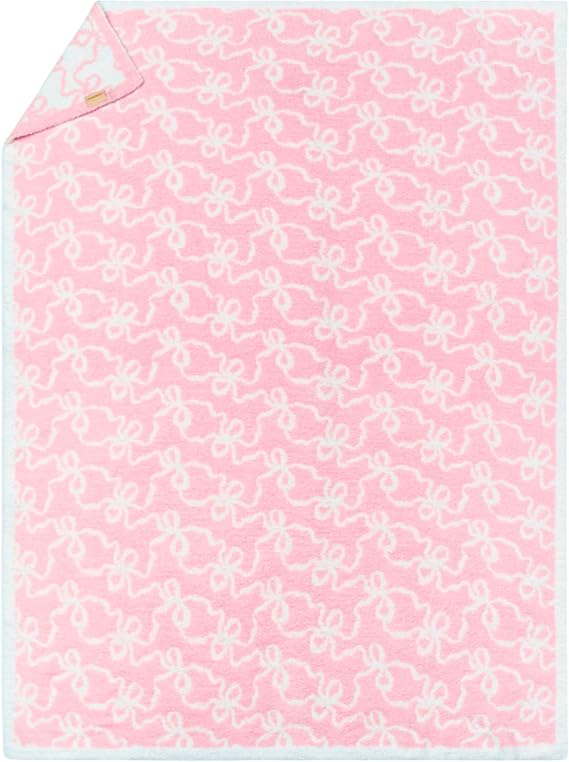 Bow Blanket Pink Bows Soft Throw Blanket Reversible Premium Cozy Fabric for Best Comfort - for Infant,Toddler,Newborn,Nursery,Girl,Throw,Crib,Stroller,Gift (Pink Bows Teddy, 50x60 in)