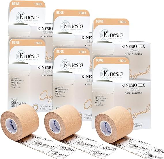 Kinesio Taping - Elastic Therapeutic Athletic Tape Tex Classic - Beige 2 in. x 13 ft - 6 Pack