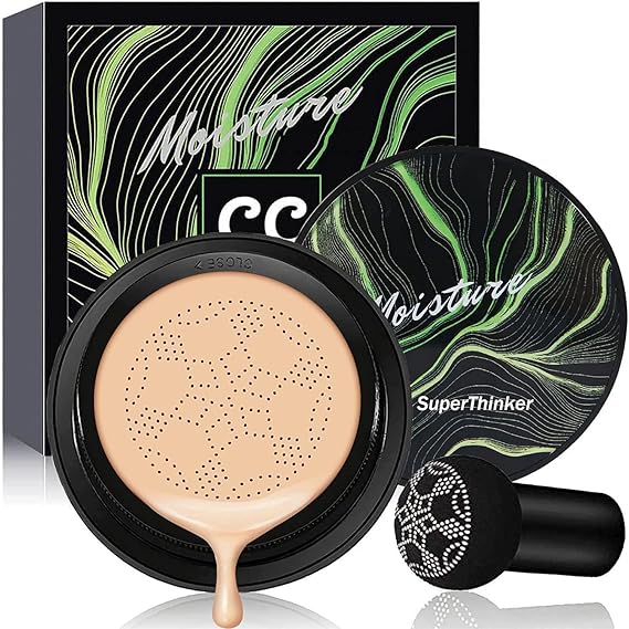 Cushion Foundation Concealer for Women, Face Makeup Air Cushion CC Cream Foundation for Mature Skin, Even Skin Tone, Tattoo Cover Up CC Cream Create A Lightweight Natural-looking Base Natural
