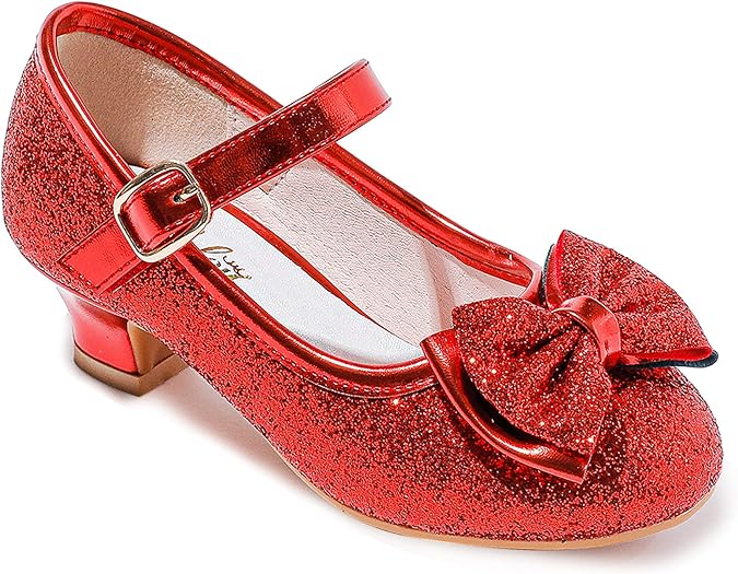 Walofou Princess Shoes Girls Dress Shoes Glitter Toddler Heels Little Kids