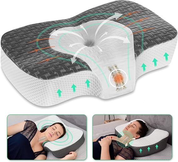 Elviros Orthopaedic Memory Foam Pillow Neck Pain Pillow Sleeping Pillow Ergonomic Neck Pillow Neck Support Pillow Anti Snoring Pillow for Side Sleepers Stomach Sleepers