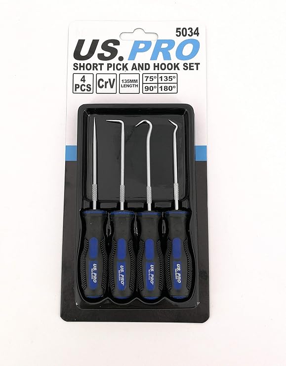 US PRO 4pc Short Mini Pick & Hook Set 5034