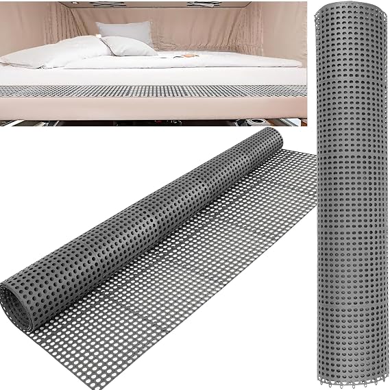 Plastic Ventilated Mattress Underlay Pad for RV Boat Camper- 83"x59" Queen Size Interlocking Modular Non Slip Design, Breathable Mesh RV Under Mattress Ventilation Air-Flow