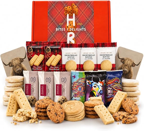 Luxury Shortbread Biscuit Gift Hamper by HR Bites & Delights | 16 Piece All Butter Shortbread Gift Set, Letterbox Food Gift, Premium Biscuit Hamper for Men and Women