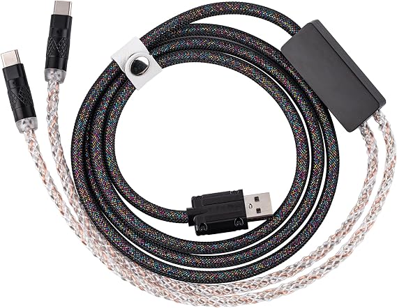 EPOMAKER 2-in-1 USB-C Dual 8K Gaming Keyboard Cable (Black, Mix PRO)