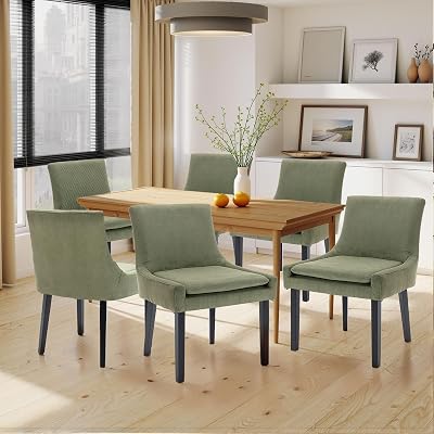 COLAMY Maira Transitional Neutral Dining Chairs Set of 6, Green
