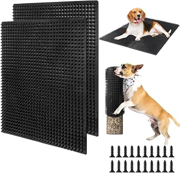 2 PCS Soft Itch Relief Pad for DogHorseCowGoat, Gentle Scratching Post Mat Massage Bed, Suitable 14.17''*11.81'' Dog Back Scratcher and Massager for Wooden Stake, Wall, Sofa, Ground etc.