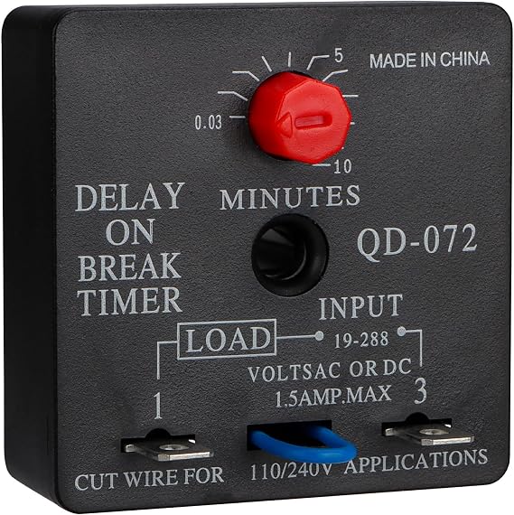 Delay On Break Timer, QD-072, 0.03 to 10 Minutes Adjustable Delay, 18-240 VAC OR DC (1)