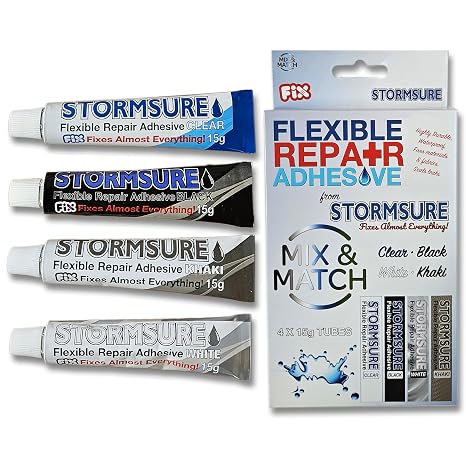 Stormsure Flexible Repair Adhesive (15g Clear + Black + White + Khaki)