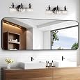 KOCUUY Black Bathroom Mirror 60"x24", Large Vanity Mirror with Rounded Corner, Metal Black Frame with Mordern Design for Bathroom, Living Room, Entryway, Hang Horizontal/Vertical